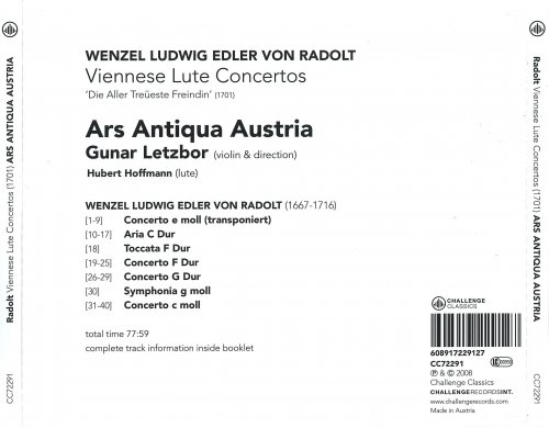 Hubert Hoffmann, Ars Antiqua Austria, Gunar Letzbor - Radolt: Viennese Lute Concertos (2008)