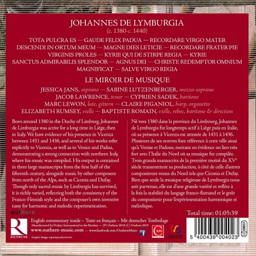 Le Miroir de Musique, Baptiste Romain - De Lymburgia: Gaude Felix Padua (2019) CD-Rip