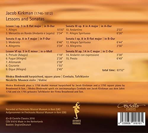 Medea Bindewald, Nicolette Moonen - Jacob Kirkman: Lessons and Sonatas (2017) [Hi-Res]