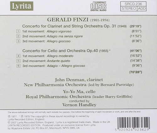 Yo-Yo Ma, John Denman, Royal Philharmonic Orchestra, New Philharmonic Orchestra & Vernon Handley - Finzi: Cello Concerto, Op. 40 & Clarinet Concerto, Op. 31 (2007) [Hi-Res]