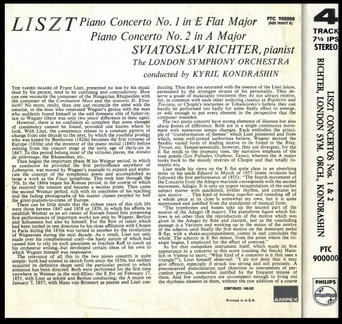 Sviatoslav Richter, Kyril Kondrashin - Liszt: Concerto No.1, No.2 (1962) [Reel-to-Reel, 7½ ips] DSD128