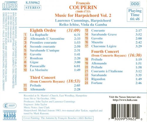 Laurence Cummings - Couperin, F.: Music for Harpsichord, Vol. 2 (1998)