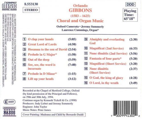 Laurence Cummings - GIBBONS: Choral and Organ Music (1996)