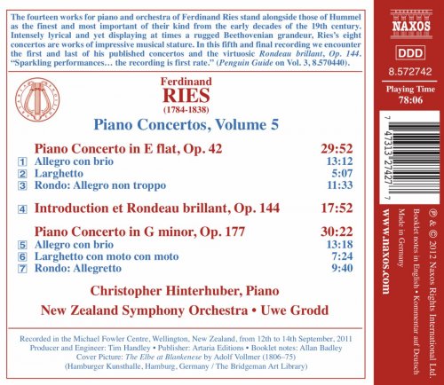Christopher Hinterhuber, New Zealand Symphony Orchestra, Uwe Grodd - Ferdinand Ries: Concertos pour piano, volume 5 (2012) [Hi-Res]