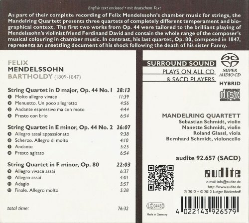 Mandelring Quartett - Mendelssohn: Chamber Music for Strings, Vol. 2 (2012)