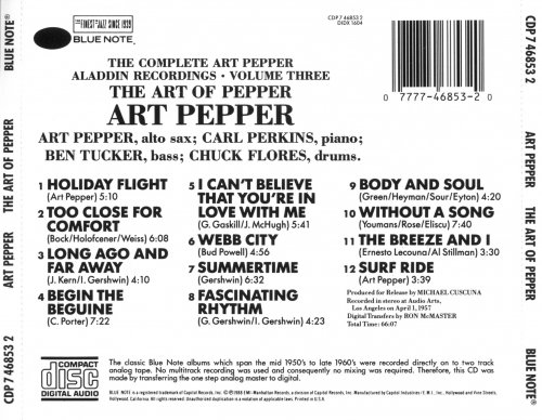 Art Pepper - The Art Of Pepper: The Complete Art Pepper Aladdin Recordings, Vol. 3 (1957) [1987]