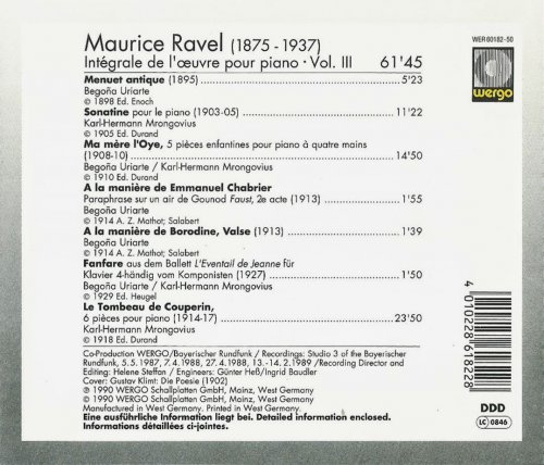 Begoña Uriarte, Karl-Hermann Mrongovius - Ravel: Complete Piano Works, Vol. 3 (1990)