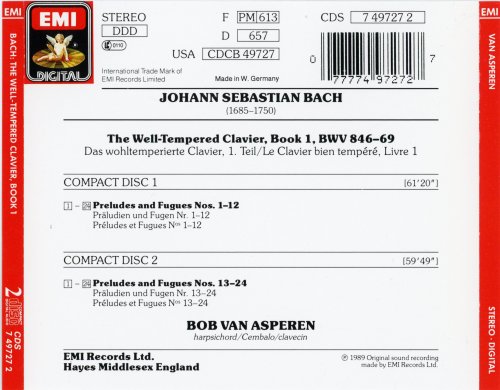 Bob van Asperen - J.S.Bach: The Well-Tempered Clavier, Book 1, BWV 846-869 (1989)