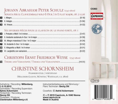 Christine Schornsheim - Schulz & Weyse: Keyboard Works (2019) [Hi-Res]