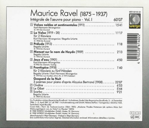 Begoña Uriarte, Karl-Hermann Mrongovius - Ravel: Complete Piano Works, Vol. 1 (1988)