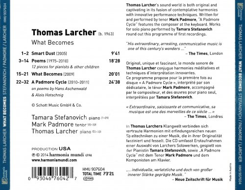 Tamara Stefanovich, Mark Padmore, Thomas Larcher - Thomas Larcher: What Becomes, A Padmore Cycle (2014)