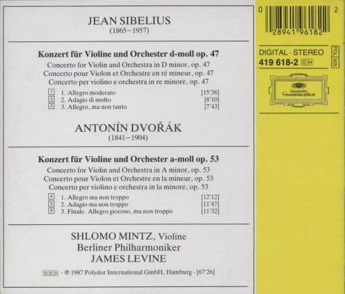 Shlomo Mintz, Berliner Philharmoniker, James Levine - Sibelius, Dvořák: Violin Concertos (1987)