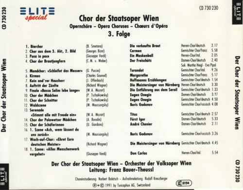 Chor Der Staatsoper Wien - Opernchore / Opera Choruses / Choeurs D'Opéra (1991)