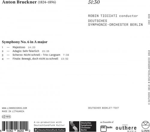 Robin Ticciati and Deutsches Symphonie-Orchester Berlin - Bruckner: Symphony No. 6 (2019) [Hi-Res]