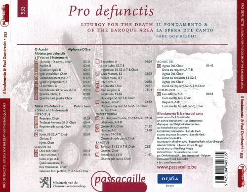 Il Fondamento, La Sfera del Canto, Paul Dombrecht - Pro defunctis: Liturgy for the Death of the Baroque Area (2001)