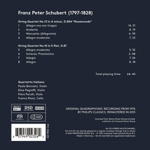 Quartetto Italiano - Schubert: String Quartets Nos.13 & 10 (1976) [2016 SACD, DSD64, Hi-Res]
