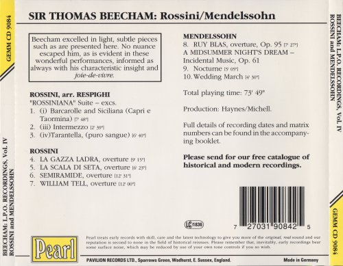 Sir Thomas Beecham - Thomas Beecham And The L.P.O. Vol. IV: Rossini And Mendelssohn (1994)