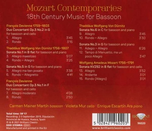 Carmen Mainer Martín, Enrique Escartín Ara & Violeta Mur - Mozart Contemporaries: 18th Century Music for Bassoon (2021) [Hi-Res]