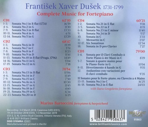 Marius Bartoccini - F.X. Dusek: Complete Music for Fortepiano (2021)