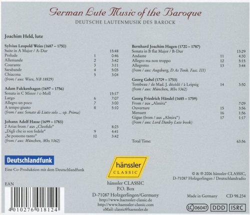 Joachim Held - German Lute Music of the Baroque (2006)