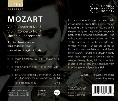 Aisslinn Nosky, Handel and Haydn Society & Max Mandel - Mozart Violin Concertos, Vol. I (Live) (2021) [Hi-Res]