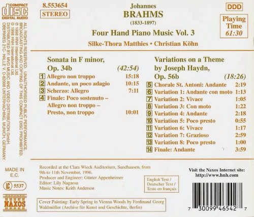 Silke-Thora Matthies, Christian Köhn - Brahms: Four Hand Piano Music, Vol. 3 (1998)