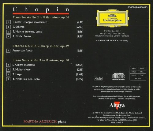 Martha Argerich - Chopin: Piano Sonatas Nos. 2 & 3, Scherzo No. 3 (1999)