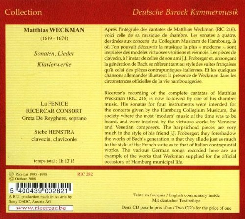 Greta de Reyghere, Siebe Henstra, La Fenice, Ricercar Consort - Weckman - Kammermusik & Klaviermusik (2009)