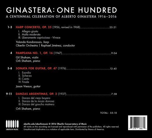 Yolanda Kondonassis, Gil Shaham, Orli Shaham, Jason Vieaux, Oberlin Orchestra, Raphael Jiménez - Ginastera: One Hundred (2016) [Hi-Res]