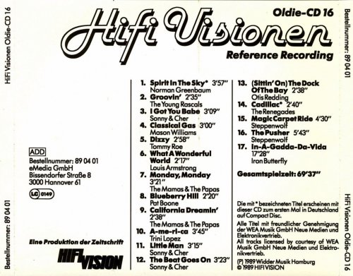 Various Artist - Hifi Visionen Oldie-CD 16 (Reference Recording) (Remastered) (1989)