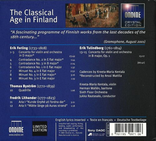 Kreeta-Maria Kentala, Sixth Floor Orchestra, Jukka Rautasalo - The Classical Age in Finland (2001)