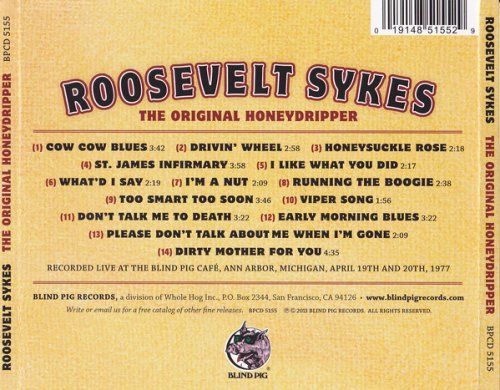 Roosevelt Sykes ‎– The Original Honeydripper (Reissue, Remastered) (1978/2013)