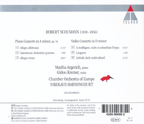 Martha Argerich, Gidon Kremer, Nikolaus Harnoncourt - Schumann: Piano & Violin Concertos (1994)