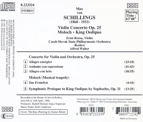 Ernö Rozsa, Alfred Walter - Max von Schillings: Violin Concerto op. 25, Moloch, King Oedipus (1991)