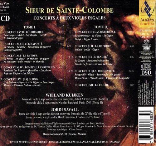 Jordi Savall, Wieland Kuijken - Sieur de Sainte-Colombe: Concerts a deux violes esgales (2011) [SACD]