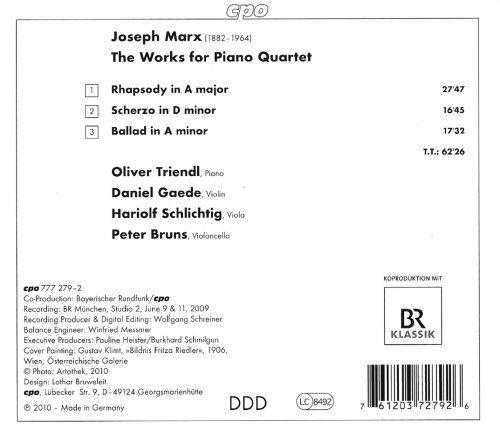 Oliver Triendl, Daniel Gaede, Hariolf Schlichtig, Peter Bruns - Joseph Marx: Works for Piano Quartet (2010) CD-Rip