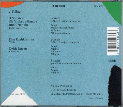 Keith Jarrett & Kim Kashkashian - J.S.Bach: 3 Sonaten für Viola da Gamba und Cembalo (1994)