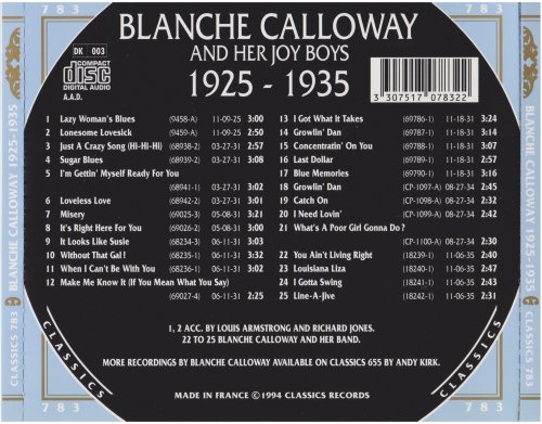 Blanche Calloway & Her Joy Boys - 1925-1935 {Chronological Classics 783}