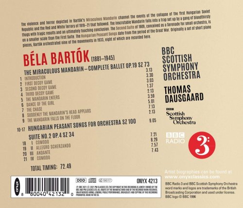 BBC Scottish Symphony Orchestra & Thomas Dausgaard - Bartók: The Miraculous Mandarin, Suite No. 2 & Hungarian Peasant Songs (2021) [Hi-Res]