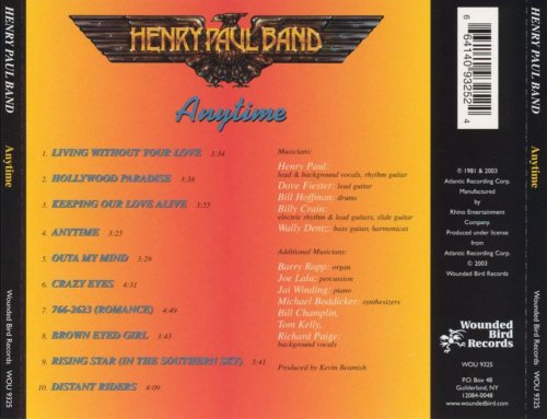 Henry Paul Band - Anytime (Reissue) (1981/2003)