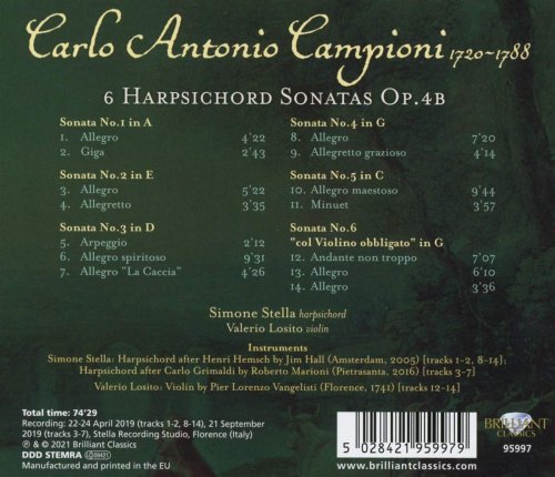 Simone Stella - Campioni: 6 Harpsichord Sonatas, Op. 4b (2021) [Hi-Res]