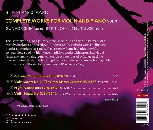 Gunvor Sihm - Langgaard{ Complete Works for Violin & Piano, Vol. 3 (2021)