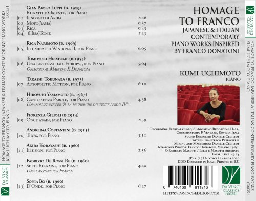 Kumi Uchimoto - Homage to Franco (Japanese and Italian Contemporary Piano Works Inspired by Franco Donatoni) (2021)