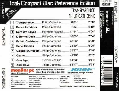 Philip Catherine - Transparence (1986) CD Rip