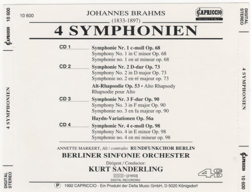 Kurt Sanderling - Brahms: 4 Symphonien (1992)