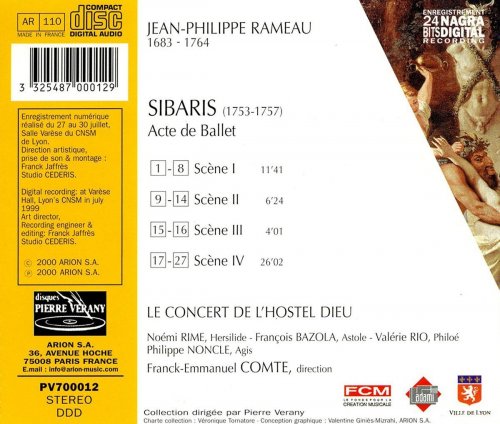 Le Concert de l'Hostel Dieu, Franck-Emmanuel Comte, Noémie Rime, François Bazola, Valérie Rio, Philippe Noncle - Rameau : Sibaris, acte de ballet (2000)