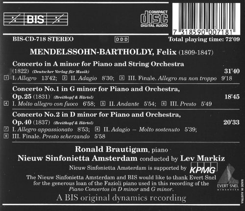 Ronald Brautigam - Mendelssohn: Piano Concertos (1995) CD-Rip