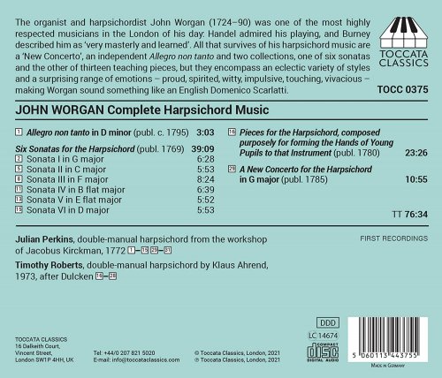 Julian Perkins, Timothy Roberts - Worgan: Complete Harpsichord Music (2021) [Hi-Res]