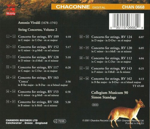Collegium Musicum 90, Simon Standage - Vivaldi: String Concertos, Vol. 2 (2001) CD-Rip