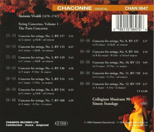 Collegium Musicum 90, Simon Standage - Vivaldi: String Concertos, Vol. 1 (1999) CD-Rip